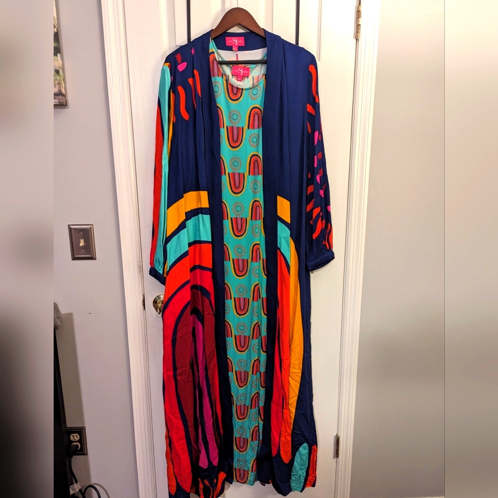 2 piece maxi dress with duster